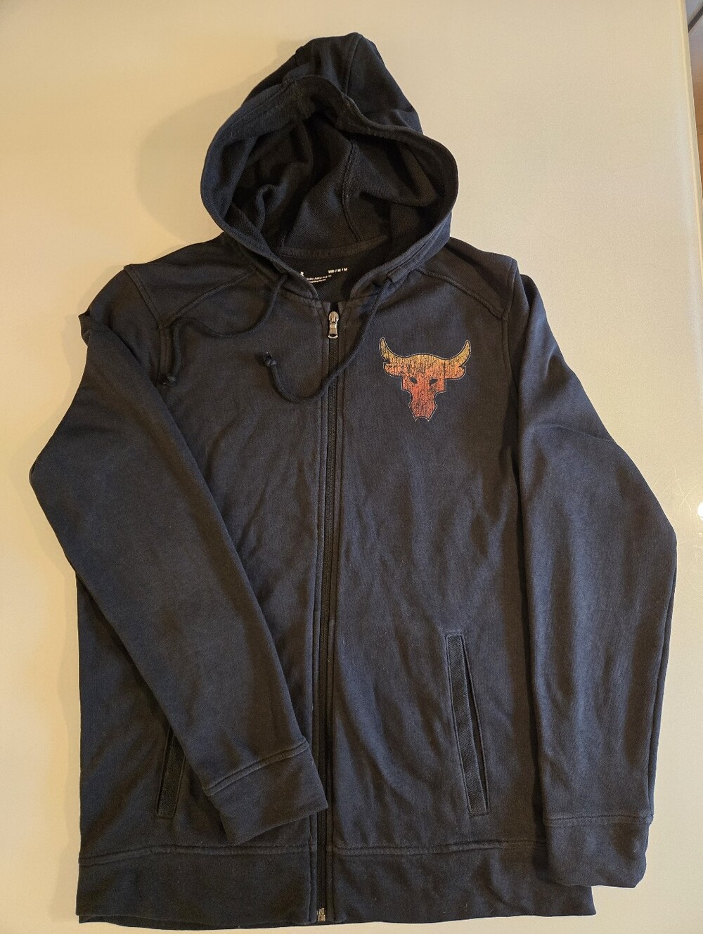 Under Armour Project Rock Iron Paradise Full Zip Hoodie Mens Medium Black